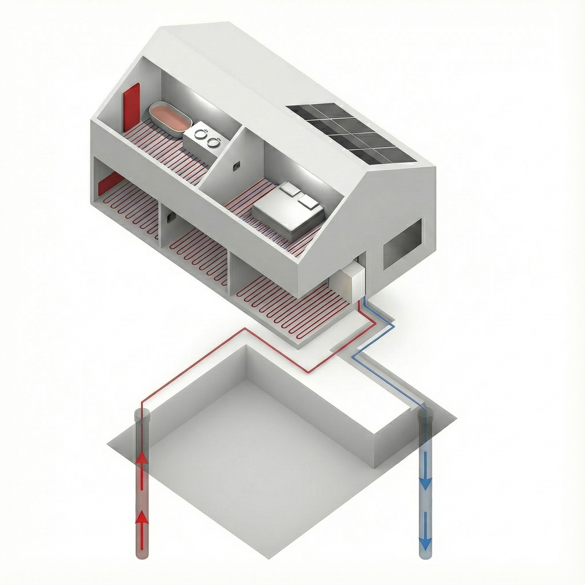 Eine Wasser-Wasser-Wärmepumpe benötigt zwei Brunnen